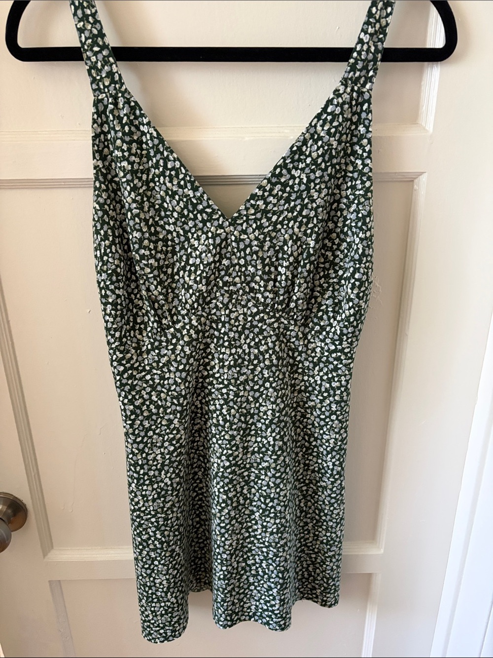 Abercrombie & Fitch Dark Green Floral V-Neck Mini Dress